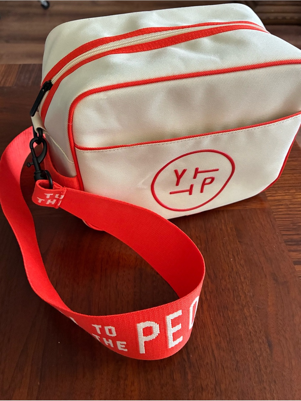 NEW Y/Project Cream Canvas Belt Bag with Orange Strap